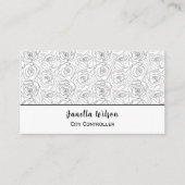 Elegant zwart-wit rozenontwerp visitekaartje (Voorkant)