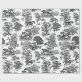 Elegant  Zwart Wit Rustiek Paarden Toile Cadeaupapier (Vlak)