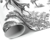 Elegant  Zwart Wit Rustiek Paarden Toile Cadeaupapier (Rol Hoek)