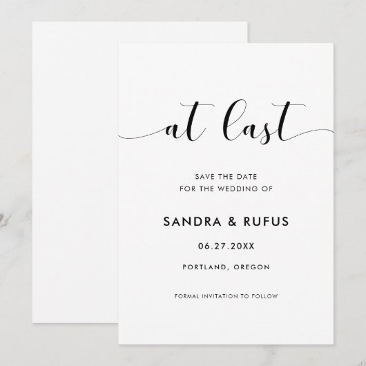 Elegant zwart-wit save the date (Voorkant / Achterkant)