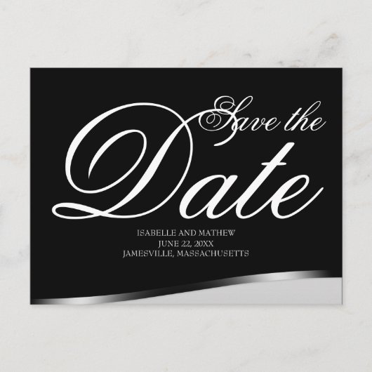 Elegant zwart-wit Save the Date Briefkaart (Voorkant)