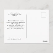Elegant zwart-wit Save The Date Briefkaart (Achterkant)