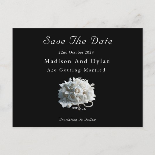 Elegant zwart-wit Save The Date Briefkaart (Voorkant)