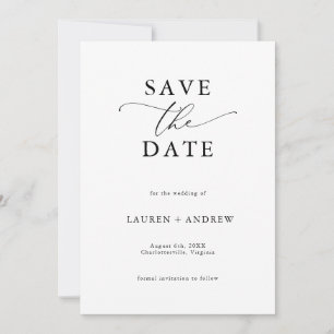 Elegant Zwart & Wit Save the Date Kaart