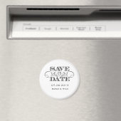 Elegant Zwart-wit Save the Date Magnet (Insitu (Vaatwasser))