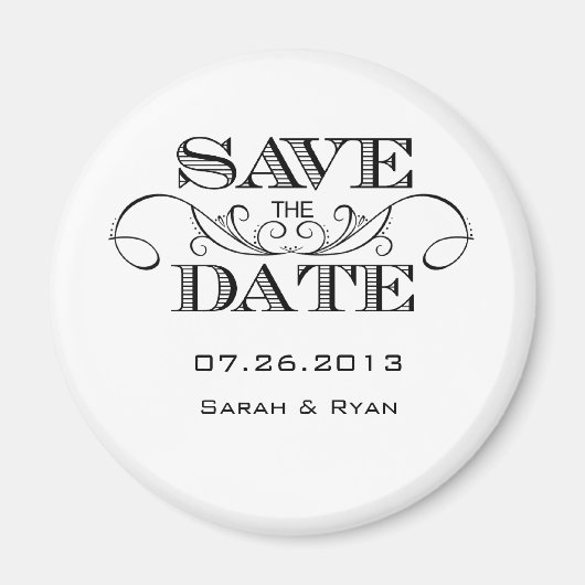Elegant Zwart-wit Save the Date Magnet (Voorkant)
