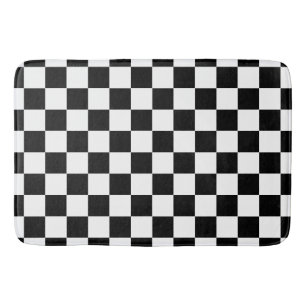 Elegant zwart-wit schaakbordpatroon badmat