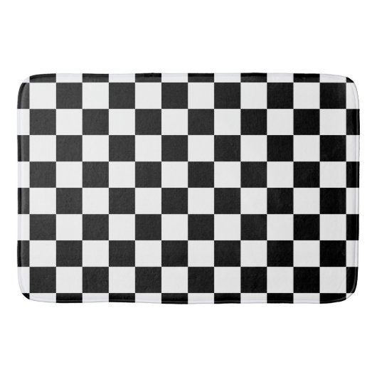 Elegant zwart-wit schaakbordpatroon badmat (Voorkant)