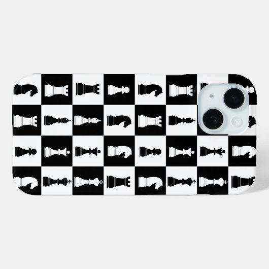 Elegant zwart-wit schaakpatroon Case-Mate iPhone case (Achterkant (horizontaal))