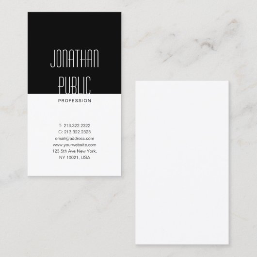 Elegant zwart, wit, schoon design, luxe visitekaartje (Voorkant / Achterkant)