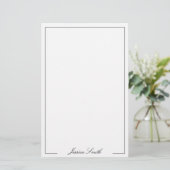 Elegant zwart-wit schrift monogram briefpapier (Staand voorkant)