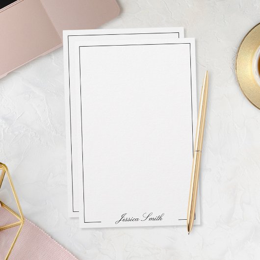 Elegant zwart-wit schrift monogram briefpapier