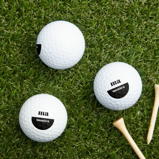 elegant zwart-wit schrift monogram initiaal golfballen (Insitu Gras)