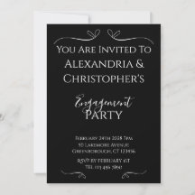 Elegant zwart-wit schrift verlovingsfeestje