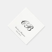 Elegant zwart-wit schriftmonogram trouwdag servet (Hoek)