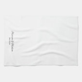 Elegant zwart wit script aangepaste trouwgunsten theedoek (Horizontaal)