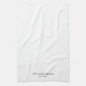 Elegant zwart wit script aangepaste trouwgunsten theedoek (Verticaal)