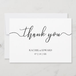 Elegant Zwart & Wit Script bruiloft Bedankkaart