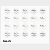 Elegant zwart wit script bruiloft dank u ronde sticker (Vel)
