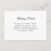 Elegant zwart wit script bruiloft details informatiekaartje (Voorkant)