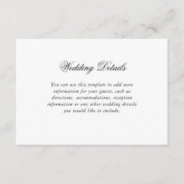 Elegant zwart wit script bruiloft details informatiekaartje