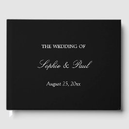 Elegant Zwart Wit Script Bruiloft Gastenboek