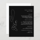 Elegant Zwart & Wit Script Bruiloft Menu (Voorkant / Achterkant)