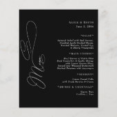 Elegant Zwart & Wit Script Bruiloft Menu (Voorkant)