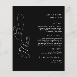 Elegant Zwart & Wit Script Bruiloft Menu