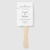 Elegant zwart-wit script bruiloft programma handwaaier (Voorkant)