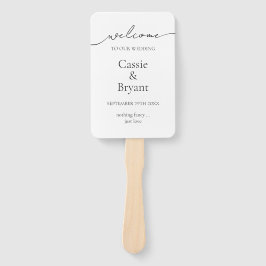 Elegant zwart-wit script bruiloft programma handwaaier