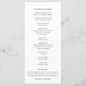 Elegant Zwart & Wit Script bruiloft Programmakaart (Achterkant)