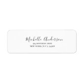 Elegant zwart wit script bruiloft retour adres etiket (Voorkant)