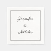 Elegant zwart-wit script bruiloft servet (Voorkant)