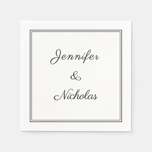 Elegant zwart-wit script bruiloft servet (Voorkant)