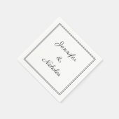 Elegant zwart-wit script bruiloft servet (Hoek)