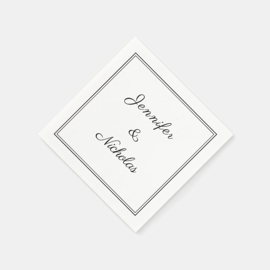 Elegant zwart-wit script bruiloft servet (Hoek)