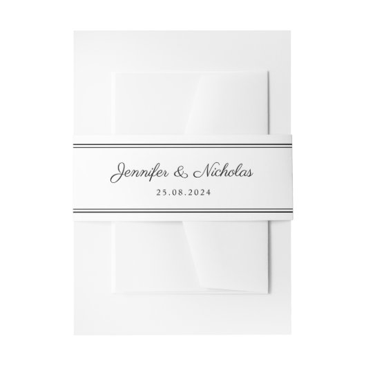 Elegant zwart-wit script bruiloft uitnodigingen wikkel (Voorkant Voorbeeld)