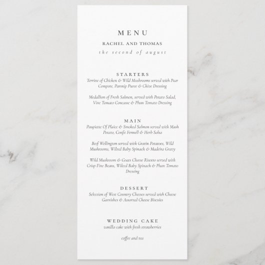 Elegant zwart wit Script Dubbele Side Wedding Menu (Voorkant)