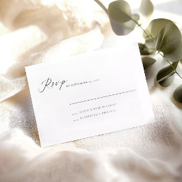 Elegant zwart wit script Eenvoudige bruiloft RSVP Kaartje