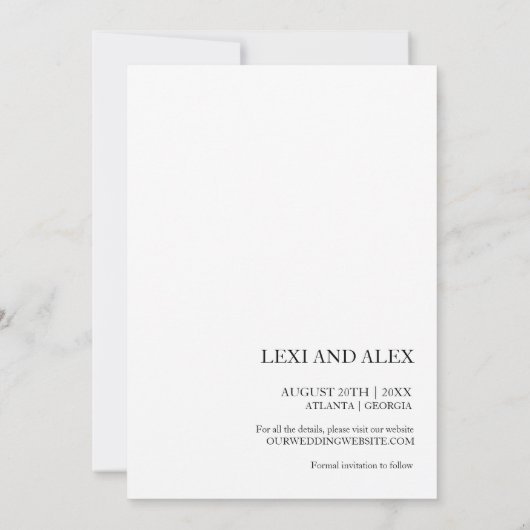 Elegant zwart wit script foto Sla de datum op Save The Date (Achterkant)