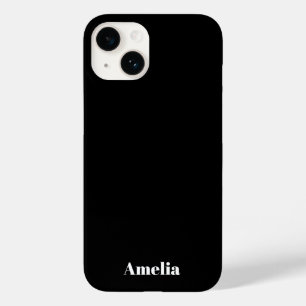Elegant zwart wit script Gepersonaliseerde naam Case-Mate iPhone 14 Hoesje