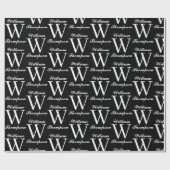 Elegant zwart-wit script kalligrafie monogram cadeaupapier (Vlak)