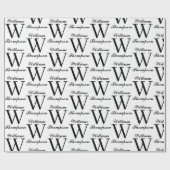 Elegant zwart-wit script kalligrafie monogram cadeaupapier (Vlak)