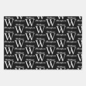Elegant zwart-wit script kalligrafie monogram inpakpapier vel (Voorkant 3)