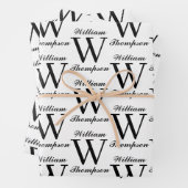 Elegant zwart-wit script kalligrafie monogram inpakpapier vel (In situ)