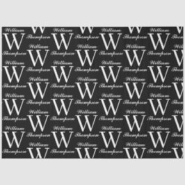 Elegant zwart-wit script kalligrafie monogram tissuepapier