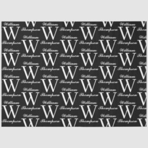 Elegant zwart-wit script kalligrafie monogram tissuepapier