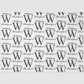 Elegant zwart-wit script kalligrafie monogram tissuepapier (Voorkant)