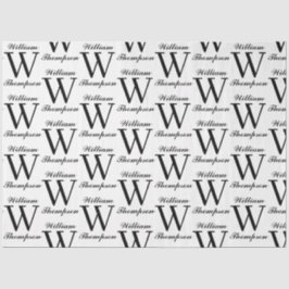 Elegant zwart-wit script kalligrafie monogram tissuepapier